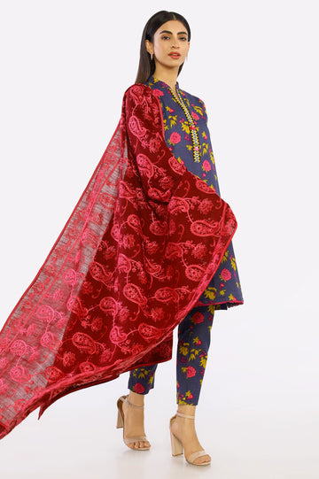 Maroon Embroidered Ladies Shawl