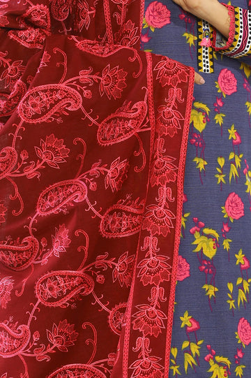 Maroon Embroidered Ladies Shawl