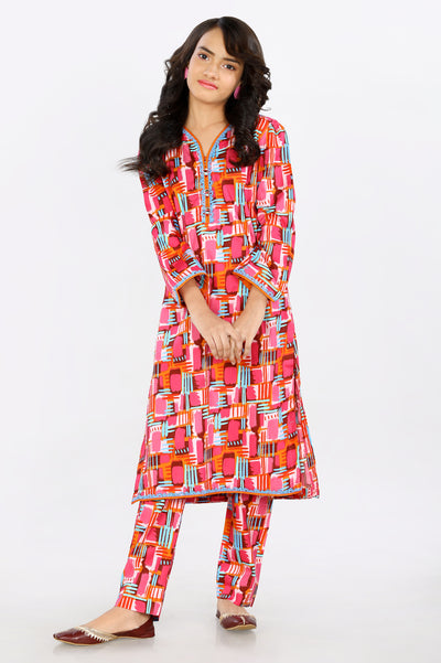 Lawn Pink Teens 2PC Suit From Diners