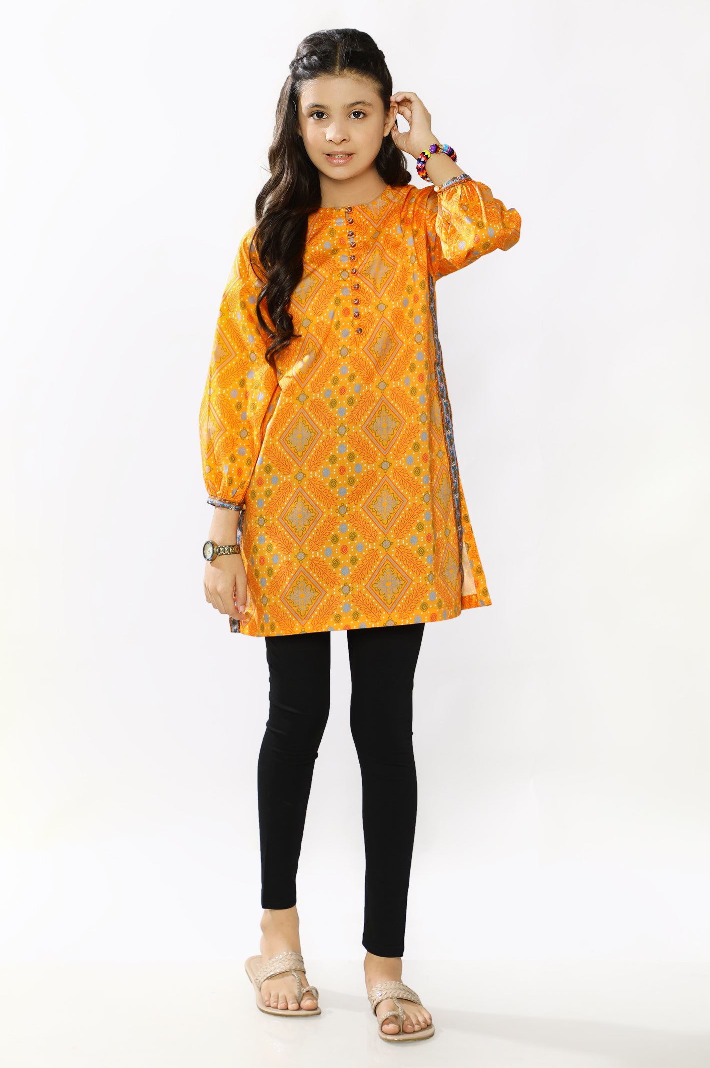 Lawn Orange Teens Kurti From Diners