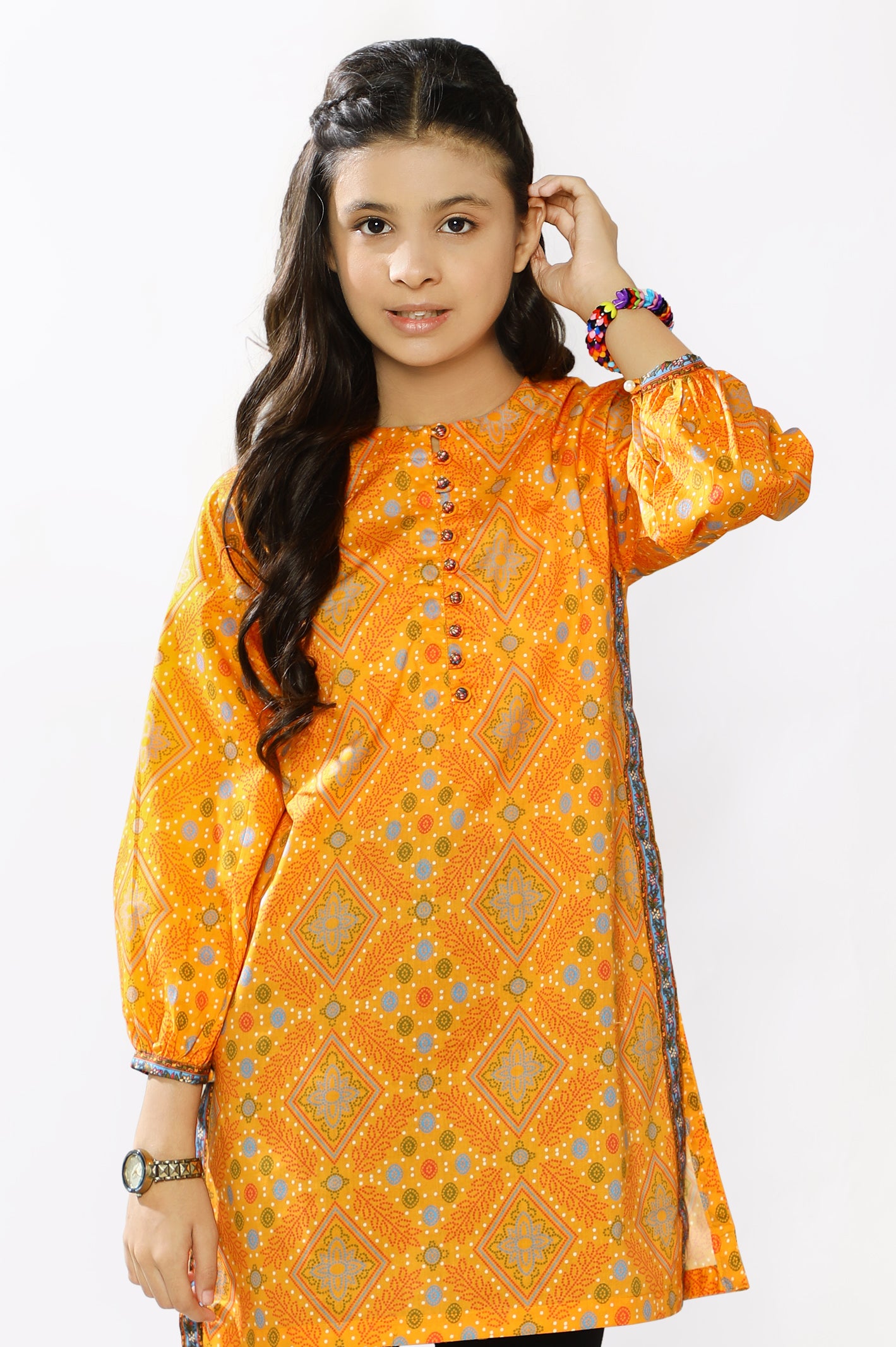 Lawn Orange Teens Kurti From Diners