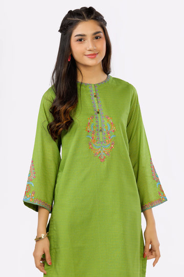 Green Yarn Dyed Teens 2PC Suit From Diners