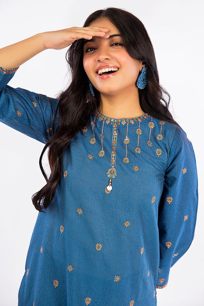 Blue Embroidered Teens 2PC Suit From Diners