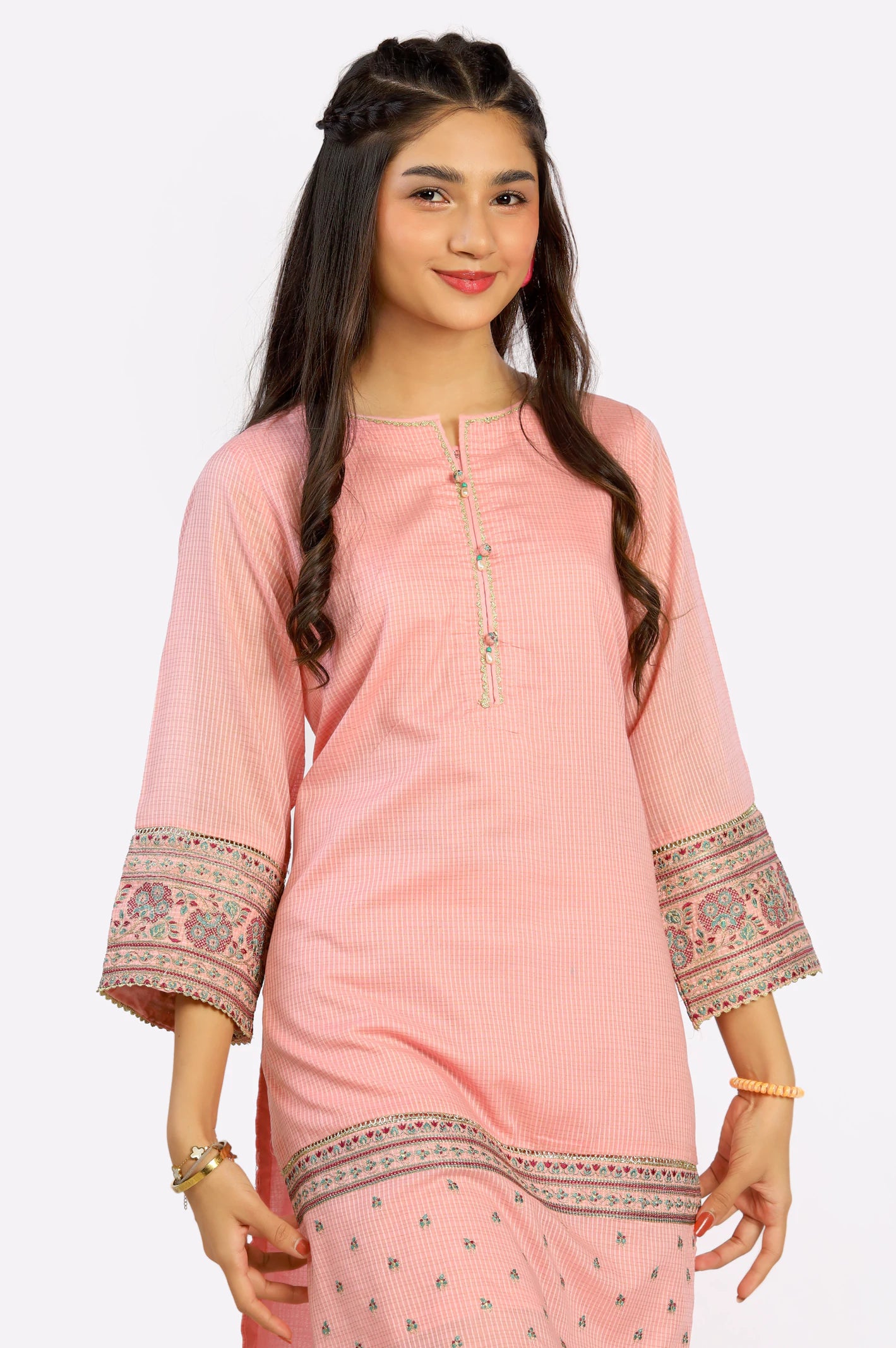 Pink Yarn Dyed Teens 2PC Suit From Diners