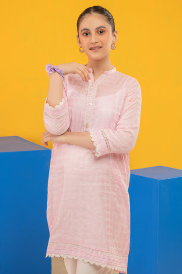 Pink Solid Teens Kurti From Diners