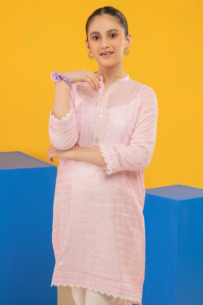 Pink Solid Teens Kurti From Diners