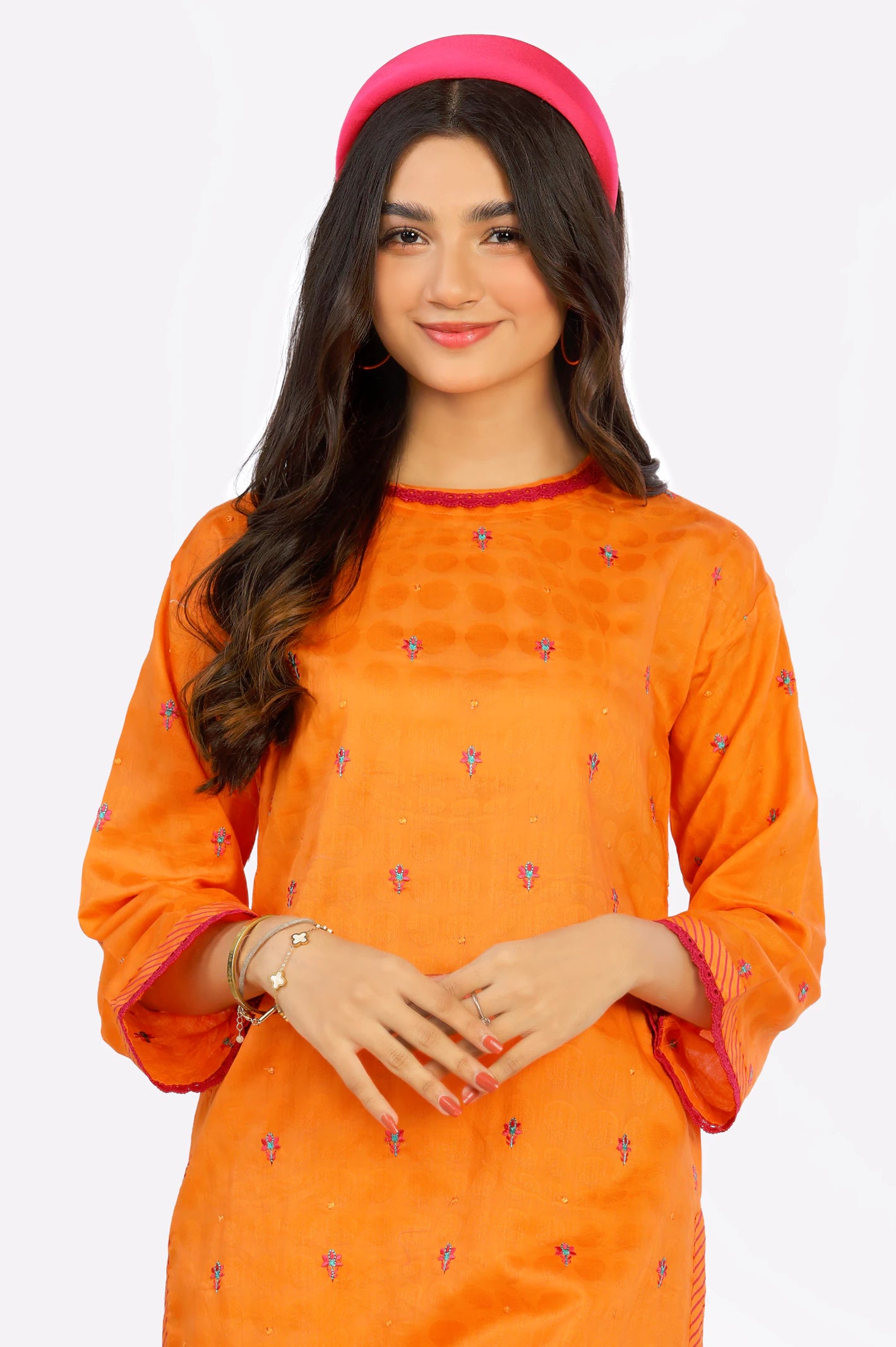 Orange Jacquard Teens 2PC Suit From Diners