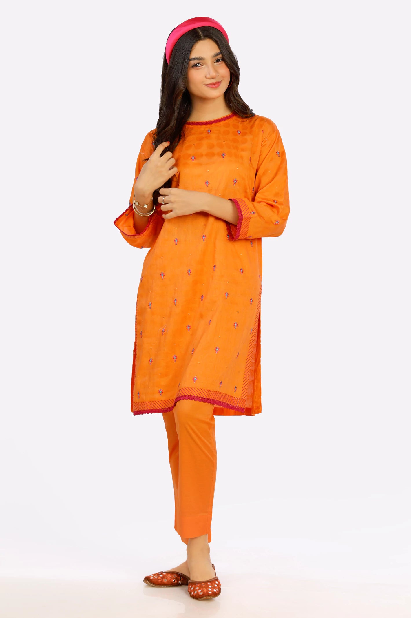 Orange Jacquard Teens 2PC Suit From Diners