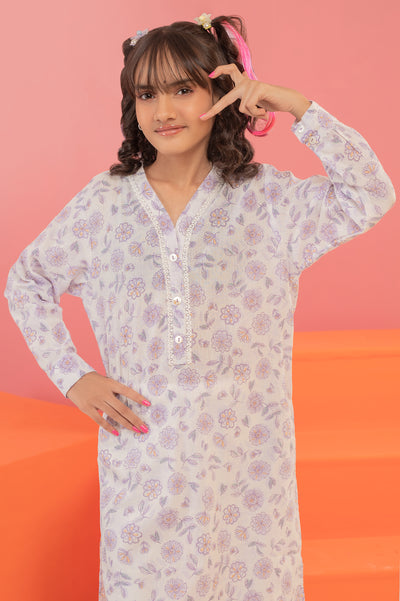 Lilac Printed Teens Kurti From Diners