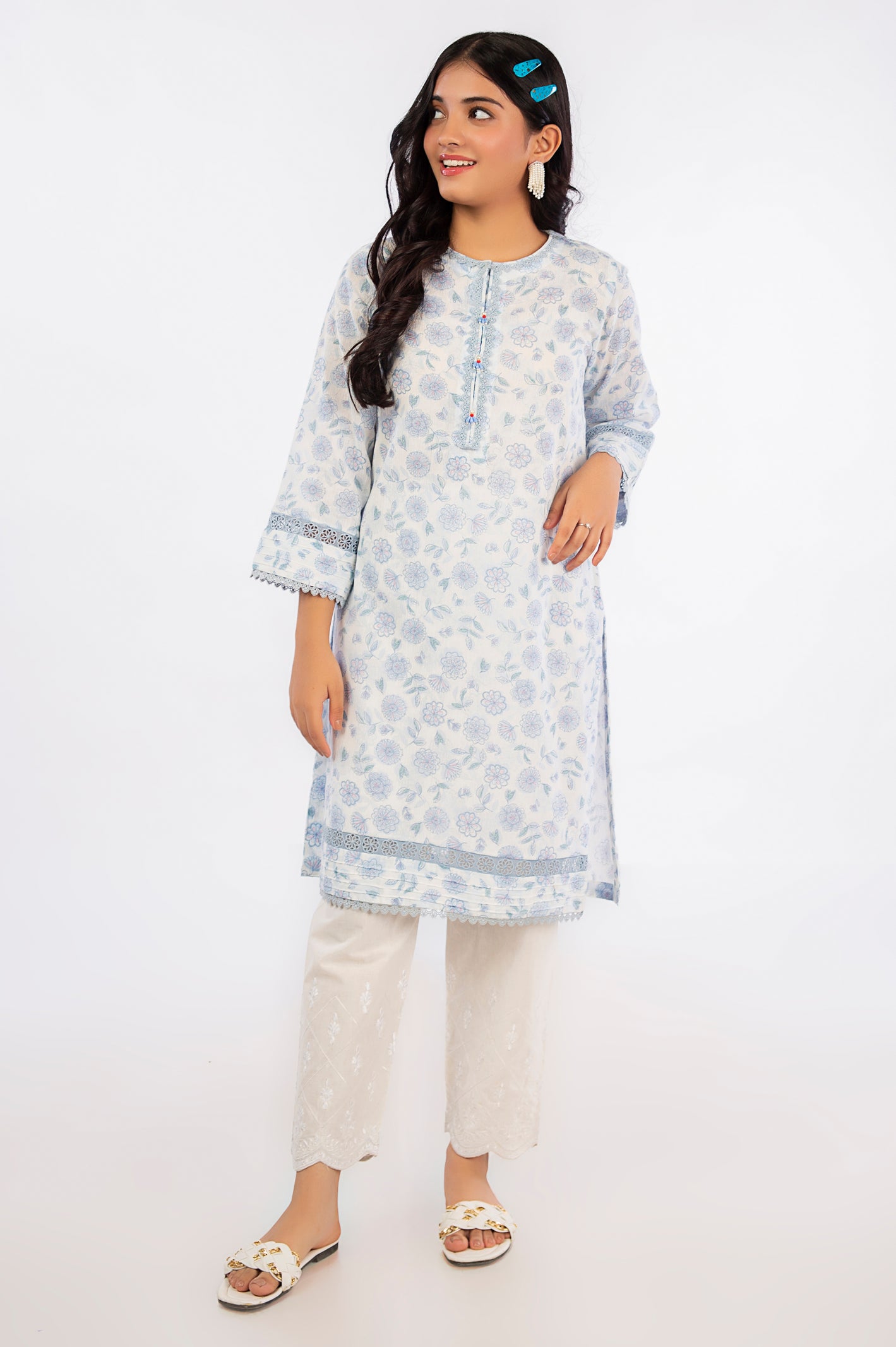 Blue Printed Teens 2PC Suit From Diners