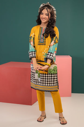 Mustard Printed Teens 2PC Suit From Diners