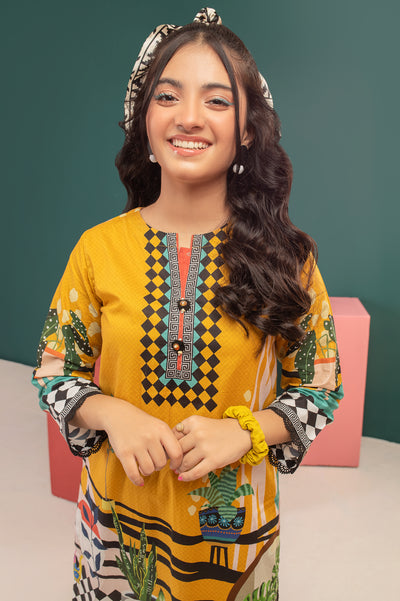 Mustard Printed Teens 2PC Suit From Diners