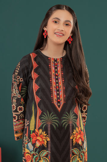 Black Printed Teens 2PC Suit From Diners