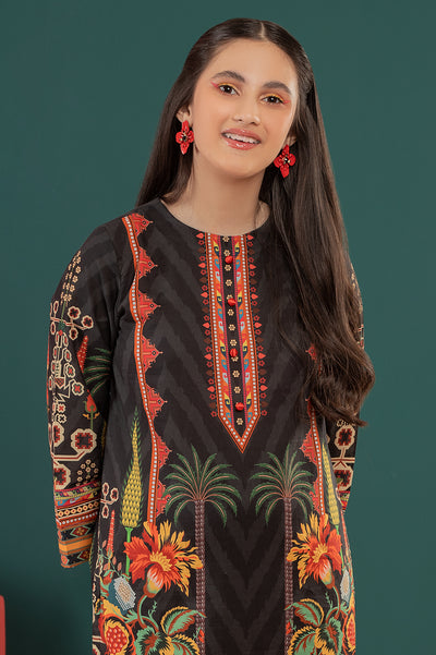 Black Printed Teens 2PC Suit From Diners