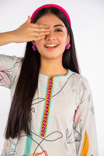 Grey Printed Teens Kurti From Diners