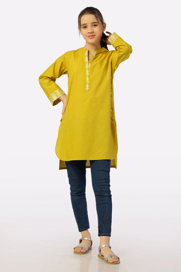 Mustard Embroidered Kurti