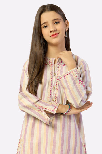 Beige Embroidered Teen 2PC