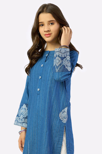 Blue Embroidered Kurti