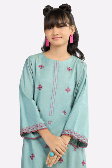 Green Embroidered Teens 2PC