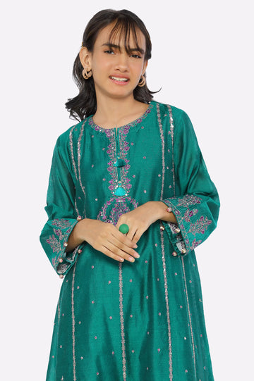 Green Embroidered Teens 2PC