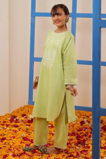 Light Green Embroidered Teens 2PC