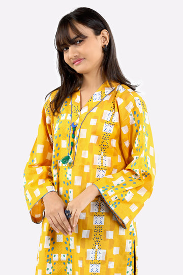 Yellow Printed Teens Kurti