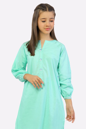 Sea Green Embroidered Kurti From Diners