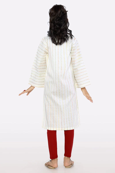 White Stylised Teens Kurti From Sohaye By Diners