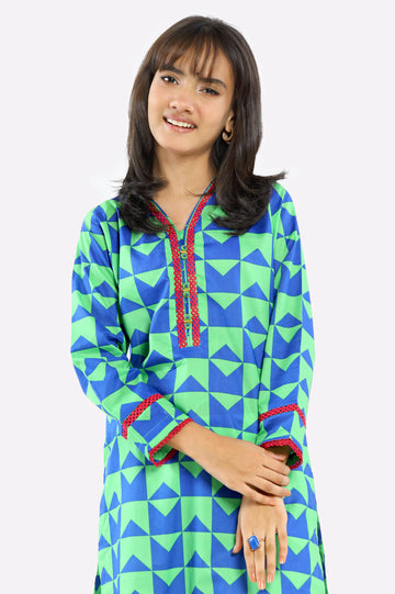 Green Printed Teens Kurti
