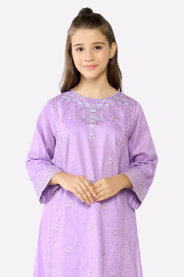 Lilac Embroidered Teens Kurti