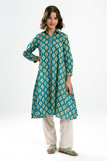 Sea Green Printed Teens Kurti