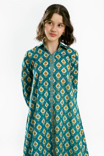 Sea Green Printed Teens Kurti