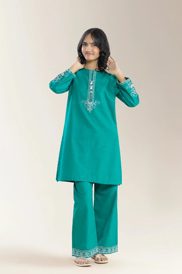 Embroidered Khaddar-Green Teens 2PC