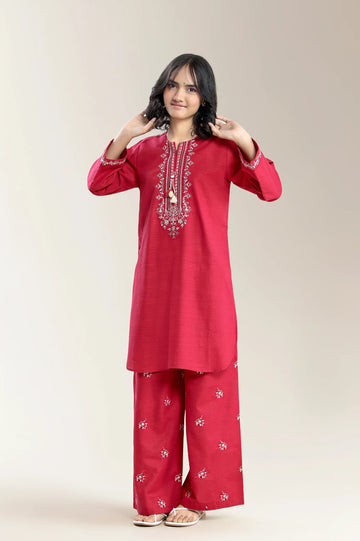 Embroidered Khaddar Red Teens 2PC