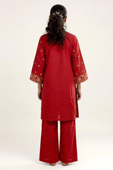 Embroidered Khaddar-Orange Teens 2PC