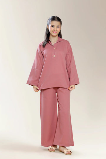 Polyester Dobby Pink Teens 2PC