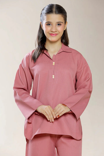 Polyester Dobby Pink Teens 2PC