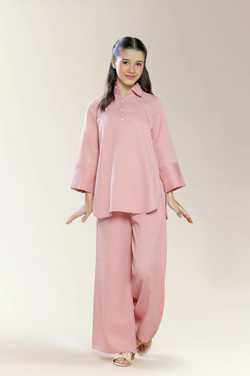 Polyester Dobby Pink Teens 2PC
