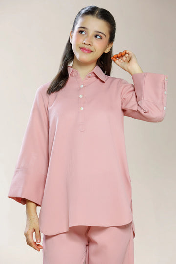 Polyester Dobby Pink Teens 2PC