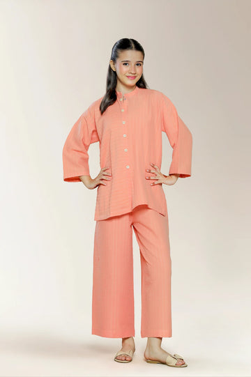 Polyester Dobby Peach Teens 2PC
