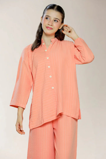 Polyester Dobby Peach Teens 2PC