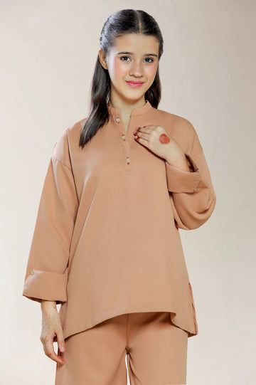 Polyester Dobby Brown Teens 2PC