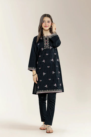 Embroidered Jacquard Black Teens 2PC
