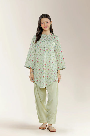 Printed Silk Cream Teens 2PC