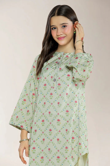 Printed Silk Cream Teens 2PC