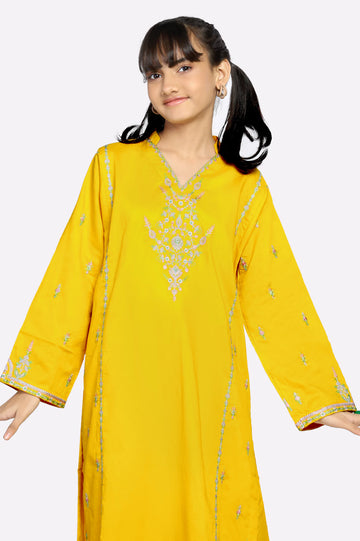 Yellow Embroidered Teens 2PC