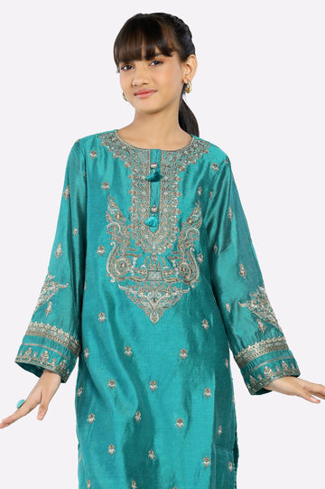 Green Embroidered Teens 2PC