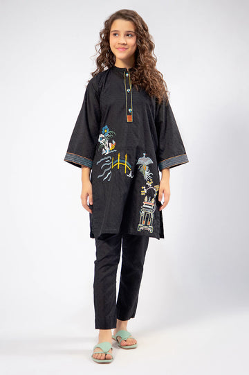 Black Embroidered Teens 2PC