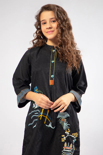 Black Embroidered Teens 2PC