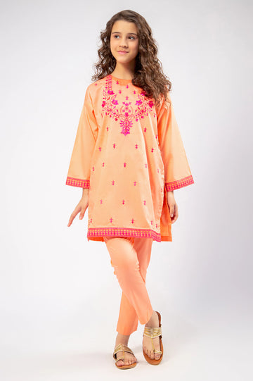 Peach Embroidered Teens 2PC